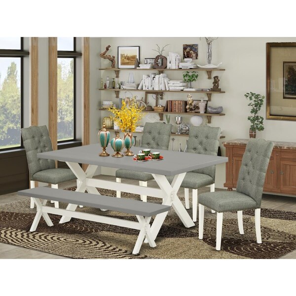 East West Furniture 6 Piece X-Style Dinette Room Set - Linen White X097EL207-6 - main